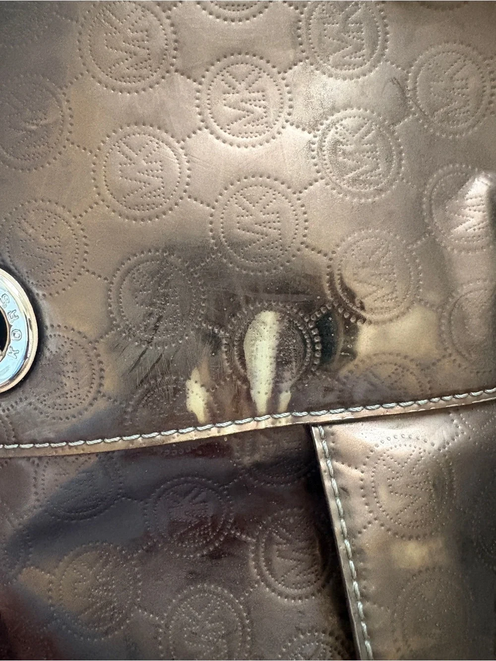 Michael Kors Metallic Bronze Logo Tote with MK Charm